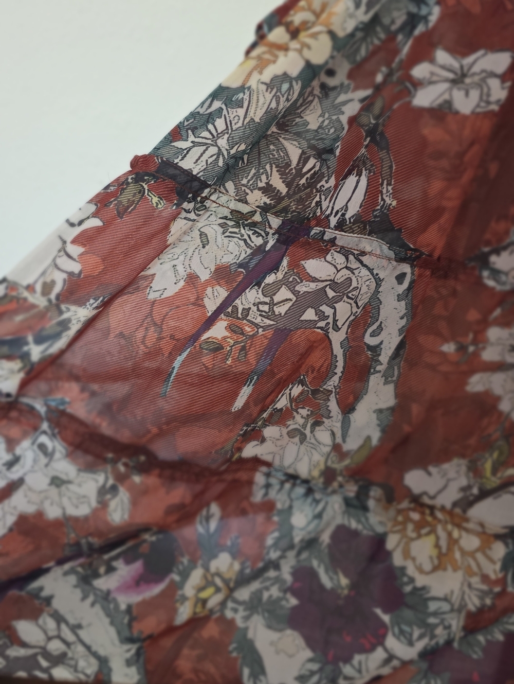 ANTHROPOLOGIE Hemant & Nandita Zeri Bird Floral Peasant Dress Rust Orange - Picture 10 of 12